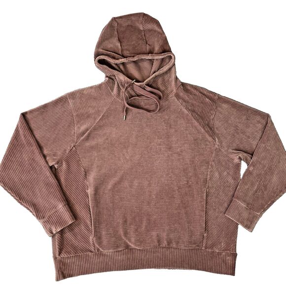 Zella Peacoat Hoodie Kangaroo Pocket Women's XL Pink Drawstring Ribbed Pattern - Picture 2 of 13